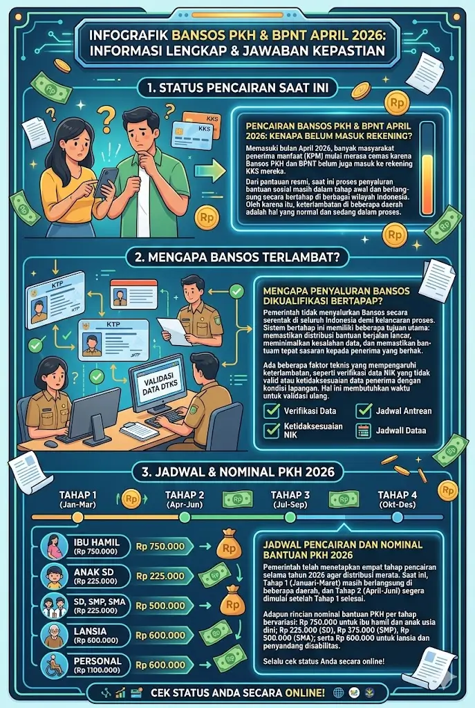 Bansos PKH & BPNT April 2026 Belum Cair? Ini Jadwal Resmi dan Besaran Bantuan Terbaru